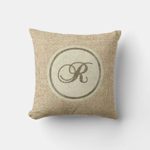 Burlap rustikaler Buchstabe R dekoratives Kissen