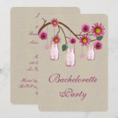 Burlap Rustikaler Pink Mason Jars Junggeselinnen-A Einladung (Vorne/Hinten)