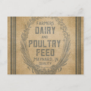 Burlap-Sack für Hühnerfutter von Farmers Dairy Postkarte