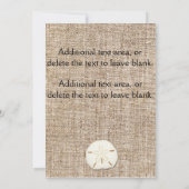 Burlap Sand Dollar Beach Rustikale Hochzeitseinlad Einladung (Rückseite)
