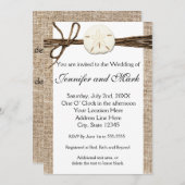 Burlap Sand Dollar Beach Rustikale Hochzeitseinlad Einladung (Vorne/Hinten)