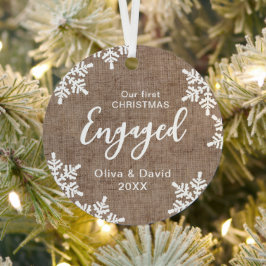 Burlap-Schneeflocken Unser erstes Weihnachtsfest V Ornament Aus Metall