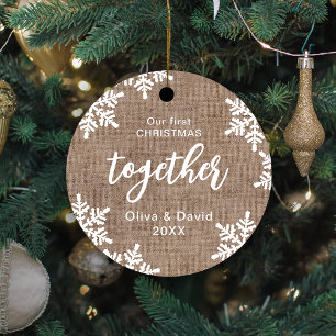 Burlap-Schneeflocken - Unsere ersten Weihnachten z Ornament Aus Metall