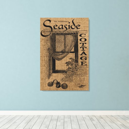 Burlap Seaside Hütte Leinwanddruck (Insitu (Holzboden))