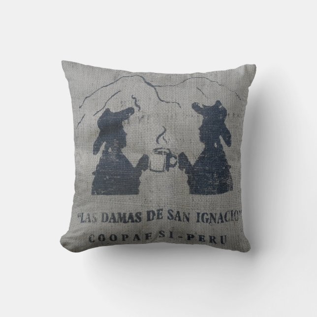 BURLAP (SIEHE) KAFFEE LOVER PERU BREW-Kissen Kisse Kissen (Vorderseite)