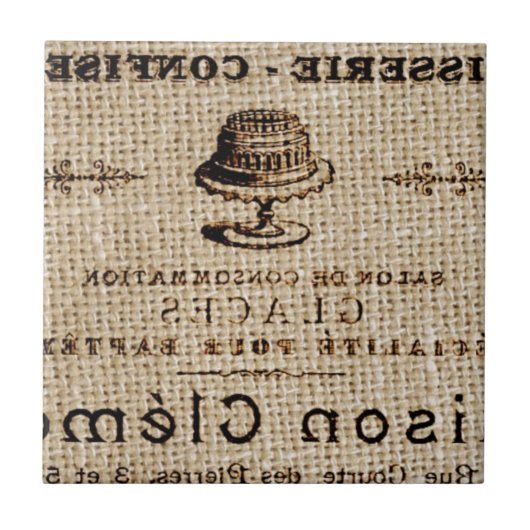 Burlap-Skripte Shabby Chic Französisch Country-Kuc Fliese (Vorderseite)