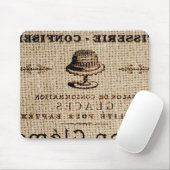 Burlap-Skripte Shabby Chic Französisch Country-Kuc Mousepad (Mit Mouse)