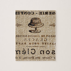 Burlap-Skripte Shabby Chic Französisch Country-Kuc Puzzle