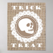Burlap Skull Trick oder Treat Art Print, Wanddekor Poster (Vorne)