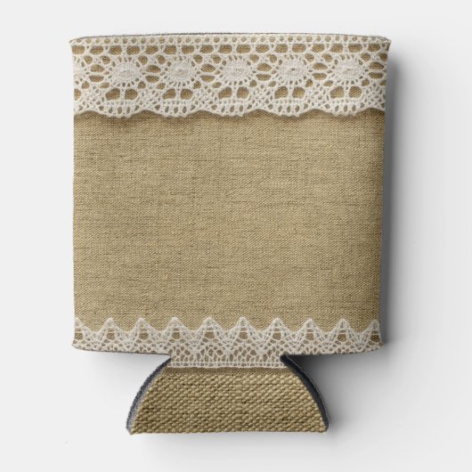 Burlap, Spitzen-Textur. Dosenkühler (Vorderseite)