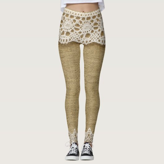 Burlap, Spitzen-Textur. Leggings (Vorderseite)