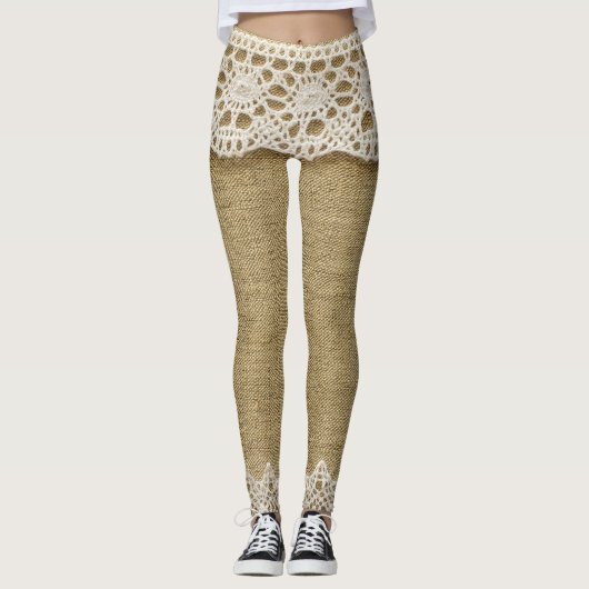 Burlap, Spitzen-Textur. Leggings (Vorderseite)