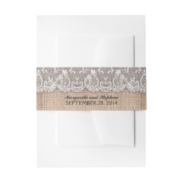 Burlap-Spitzenreiter-Bauchbands Einladungsbanderole
