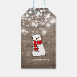Burlap Stars Weihnachten Niedlicher Snowman Script Geschenkanhänger