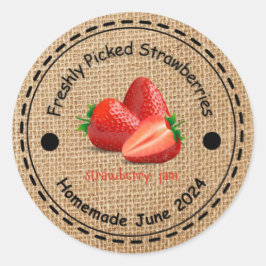 Burlap Strawberry Jam Sticker