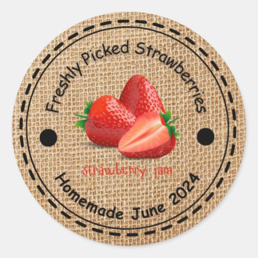 Burlap Strawberry Jam Sticker (Vorderseite)