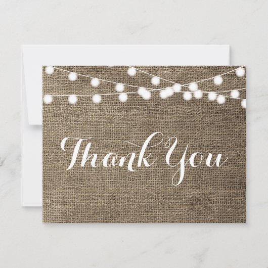 Burlap String Lights Danke Notizkarte (Vorderseite)