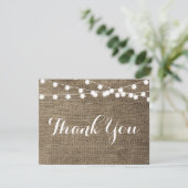 Burlap String Lights Danke Notizkarte (Stehend Vorderseite)