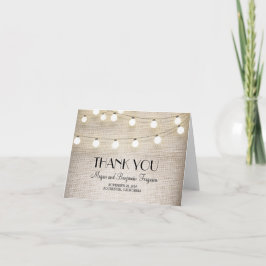 Burlap String Lights Rustic Wedding Vielen Dank Dankeskarte