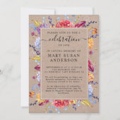 Burlap Succulents feiern Lebensdenkmal Einladung (Vorderseite)