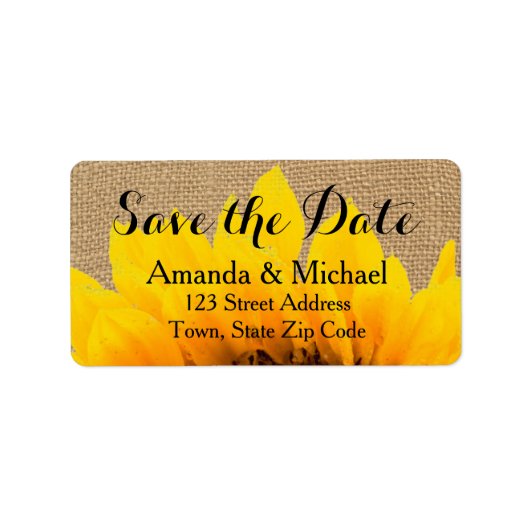 Burlap Sunflower | SAVE THE DATE Adressaufkleber (Vorne)