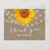 Burlap Sunflower & String Lights Vielen Dank Postkarte (Vorderseite)