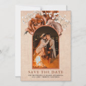 Burlap Terracotta Wedding Foto Save the Date Magneteinladung (Vorderseite)