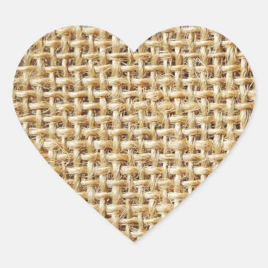 Burlap-Textur Herz-Aufkleber (Vorderseite)
