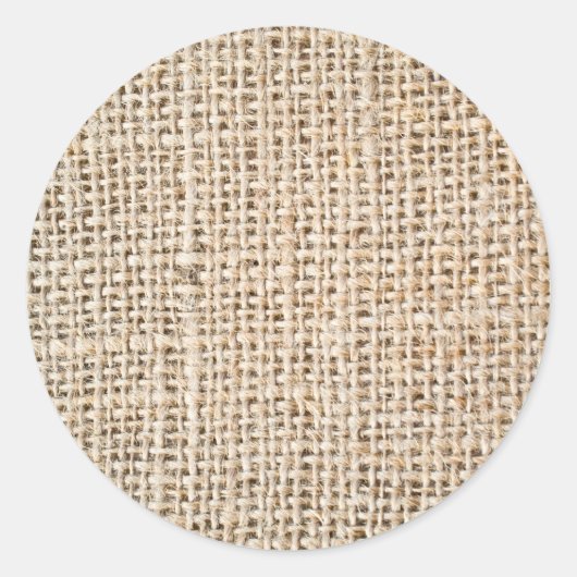 Burlap-Textur Runder Aufkleber (Vorderseite)