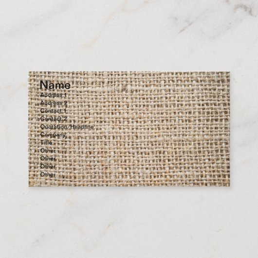 Burlap-Textur Visitenkarte (Vorderseite)
