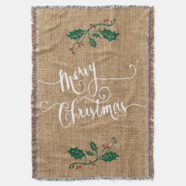 Burlap Texture Frohe Weihnachten Decke