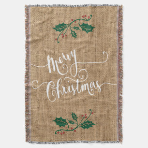 Burlap Texture Frohe Weihnachten Decke
