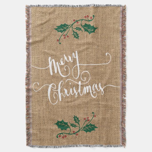 Burlap Texture Frohe Weihnachten Decke (Vorderseite Vertikal)