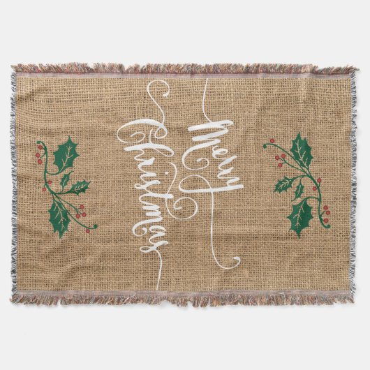 Burlap Texture Frohe Weihnachten Decke (Vorderseite)