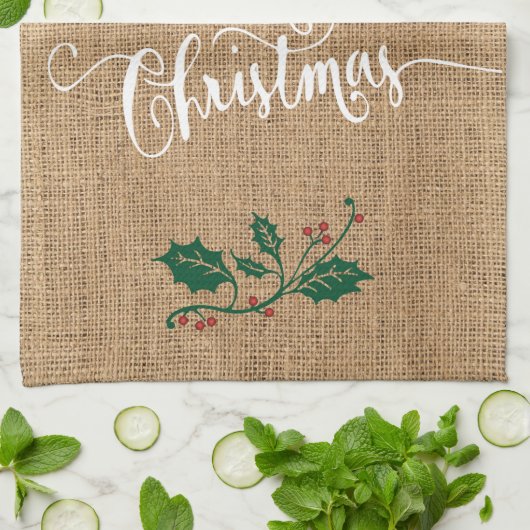 Burlap Texture Frohe Weihnachten Geschirrtuch (Gefaltet)