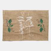 Burlap Texture Frohe Weihnachten Geschirrtuch (Horizontal)