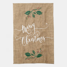 Burlap Texture Frohe Weihnachten Geschirrtuch