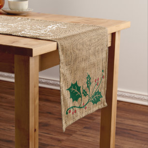 Burlap Texture Frohe Weihnachten Kurzer Tischläufer