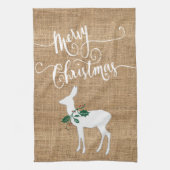 Burlap Texture Frohe Weihnachten mit Rentier Geschirrtuch (Vertikal)
