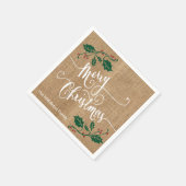 Burlap Texture Frohe Weihnachten Serviette (Ecke)