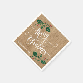 Burlap Texture Frohe Weihnachten Serviette