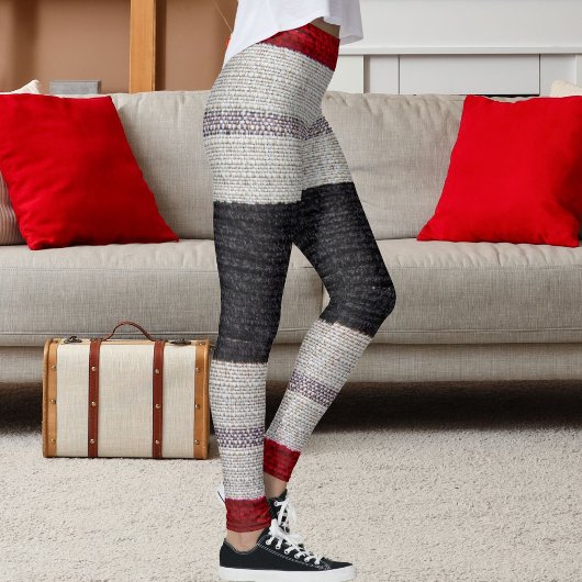 Burlap Texture Sack Sacking Country Stripe Pattern Leggings