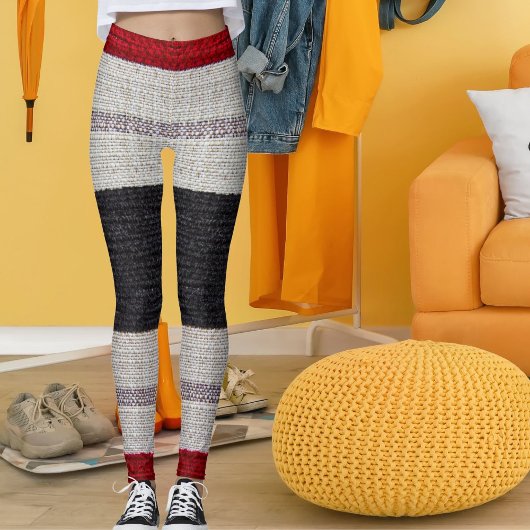 Burlap Texture Sack Sacking Country Stripe Pattern Leggings