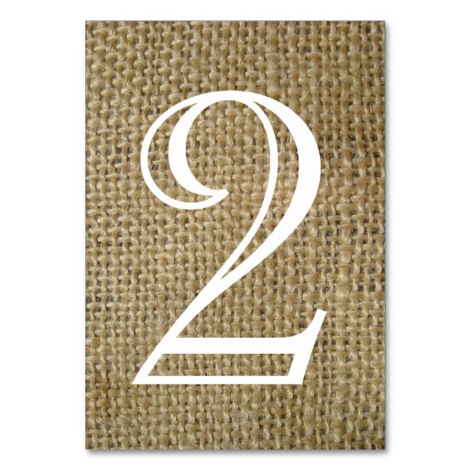 Burlap-Tischnummern Tischnummer (Vorderseite)