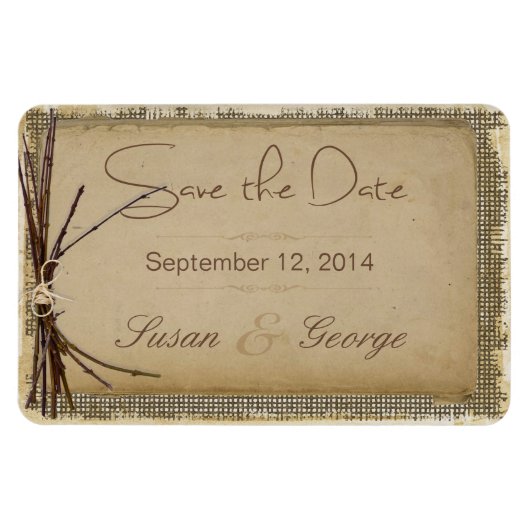 Burlap, Twigs und Twine Save the Date Magnet (Horizontal)