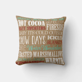 Burlap Typografie Winter Wonderland Pillow Kissen