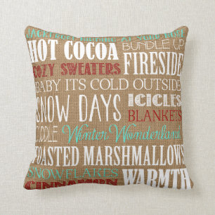 Burlap Typografie Winter Wonderland Pillow Kissen