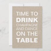 Burlap Typografy Probe Dinner Einladung (Vorderseite)