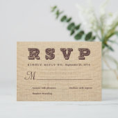 Burlap UAWG Rustic Wedding Antwort (Stehend Vorderseite)