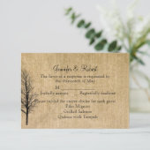 Burlap- und Birch Posh-Hochzeitskarte RSVP Karte (Stehend Vorderseite)